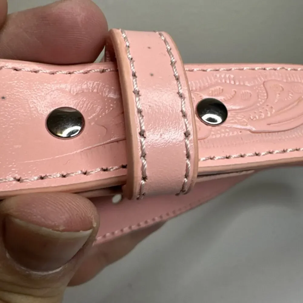 Nocona Belt Girls Mauve/Pink Horse Riding Buckle Western Cowgirl Leather Read